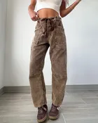 Amber Barrel Corduroy Pants - Camel