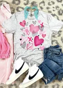 Freeway Fleck Doodle Hearts Valentine Tee