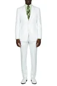 (36S, 48L) White Slim Fit Men's 2 Piece Business Suit 2 Button