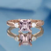 14k Rose Gold Three Stone Morganite Ring