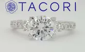 0.48 ct TACORI Crescent Platinum 3-Stone Semi-Mount Engagement Ring Rtl 5,720