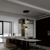 Aluminum and Iron Black Pendant 3-Light with Acrylic Shade