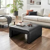 Black Faux Leather Horseshoe Coffee Table, Single
