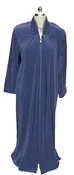 NEW - DIAMOND TEA LUXURIOUS ZIP UP PLEATED FRONT COTTON POLY VELOUR ROBE IN INDIGO- SIZE SMALL- ONLY 1 IN STOCK IN THIS SIZE & COLOR - WOULD MAKE A WONDERFUL CHRISTMAS GIFT!