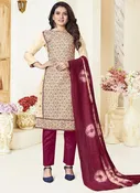Beige Parampara Silk Weaving Salwar Suit