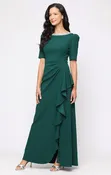 Ashley Stretch Crepe Boatneck A-Line Gown