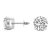14kt White Gold Four Prong Round Lab Diamond Stud Earrings 0.62CT
