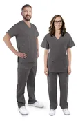Clearance Unisex V-Neck Solid Scrub Top &amp; Cargo Scrub Pant Set