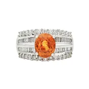 18K Mandarin Garnet Diamond Ring | Antique & Estate Jewelry | Designs in Gold