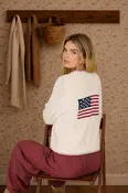 AMERICAN FLAG CONTRAST STITCH KNIT CARDIGAN