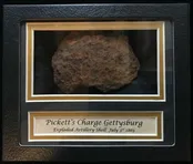 Authentic Gettysburg Pickett’s Charge Artillery Shell Piece (Large) Civil War Relic In Collectors Glass Case Certified By The Gettysburg Museum Of History