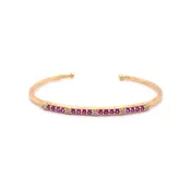 14k Marika Desert Gold Stackable Cuff with Pavé Diamonds and Pink Sapphire
