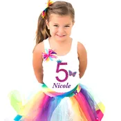 5th Birthday Rainbow Monarch Butterfly Shirt