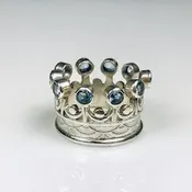 Sterling Silver Crown Ring with Aqua Gemstones — Ladysmith Jewelry