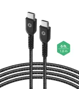 PowerPeak 6ft. Braided Nylon Type-C Charge, Sync &amp; Power Cable - Black - Repairs Bay