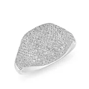 All Diamond Signet Fashion Ring in 14k White Gold