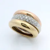 Estate 18K Tri-Color Cartier Stack Ring .6CTW