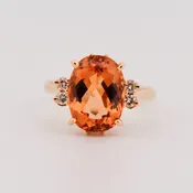 Amazing Large Orange Imperial Topaz & Diamond Ring