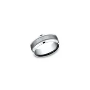 Ammara Stone Contemporary 14K White Gold and Tantalum Men's Wedding Band
