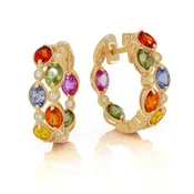 14Kt Yellow Gold Double Row Inside Out Hoops