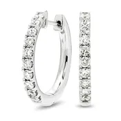 14k White Gold Victor Corp. 1.00ct Diamond Huggie Hoop Earrings