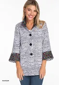 3/4 Flounce Sleeve Wire Collor Button Front Jacket