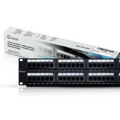 48 Port Cat6 Patch Panel 2U Horizontal Unshielded Rack Mount