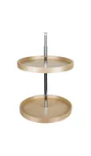 18" ROUND TWO-SHELF BANDED WOOD LAZY SUSAN SET