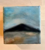 "Black Butte #8" Encaustic painting 3"x3"x1.5"