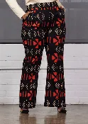 Abebe Women's African Print Stretch Wide Leg Pants (Natural Mudcloth)