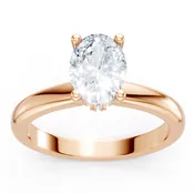 14K Rose Gold Solitaire Mounting with Diamonds for Oval Center
