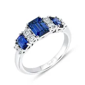 1-Row Emerald Cut Blue Sapphire Anniversary Ring
