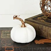 29436-4in velvet pumpkin w. golden stem-Cream