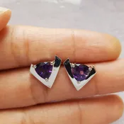 14kw Arizona Amethyst Shield Studs