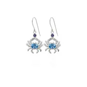 Blue Crab Earrings featuring Blue topaz & iolite gem stones