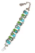 "Proud as a Peacock" Up and Down Enameled Peacock Feather Bracelet