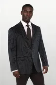 Audubon Black Gray Paisley Velvet Sport Coat