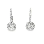 Diamond Halo Drop Earrings