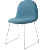 3D Dining Chair - Front Upholstered, Sledge Base, Chrome Base, Oak Semi Matte Lacquered