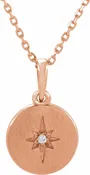 14K Rose .01 CT Diamond Starburst 16-18 Necklace