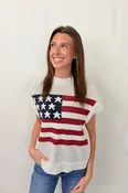 American Flag Crochet Sweater Top