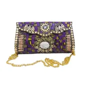 Mosaic Semiprecious Stone Clutch with Agate & Tiger Eye