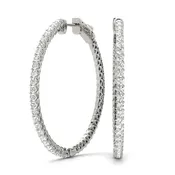 0.52CT Diamond Hoop Earrings Shared Prong in 14K White Gold 20MM