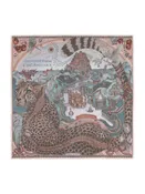 135x135 Large Silk Scarf-Medici Cheetah-Morello/Mint
