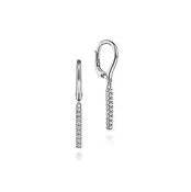 14K White Gold .11cttw Diamond Bar Drop Earrings with lever backs