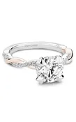 14K Rose Gold and 14K White Gold Atelier Sidestone Round Engagement Ring