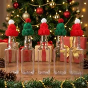1.7 oz ( 50 ml) mini Plastic Liquor Bottle with Christmas Beanie Hats