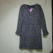 Ann Taylor Navy Poly blend Tweed L S Dress