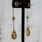 Pear-shaped Citrine, Diamond, Perodot 14K Yellow Gold Earrrings