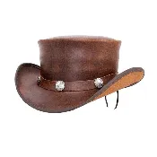 Bull Rider Hat | Brown Pale Rider Top Hat | Leather Rider Hat